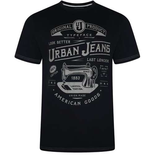 KAM Urban Jeans Print T-Shirt Schwarz